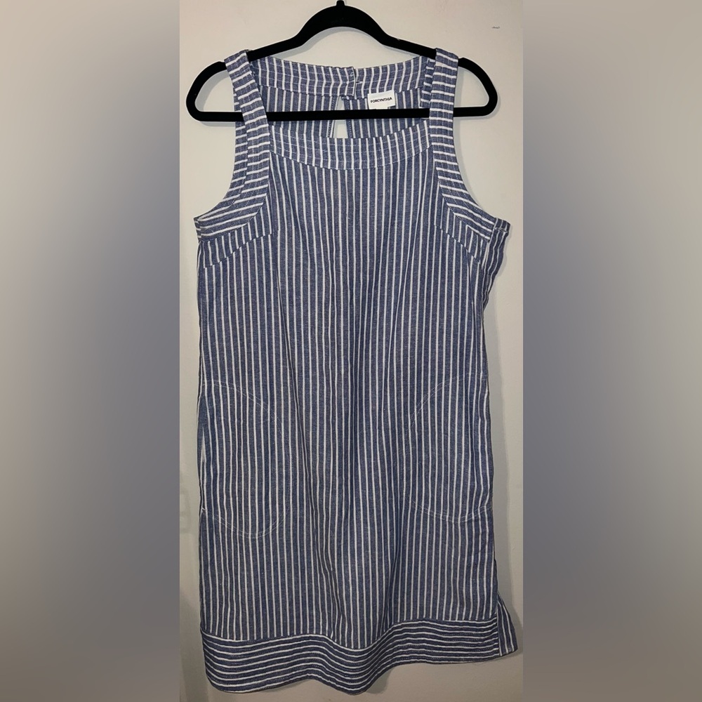 For Cynthia Blue and White Striped Mini Dress